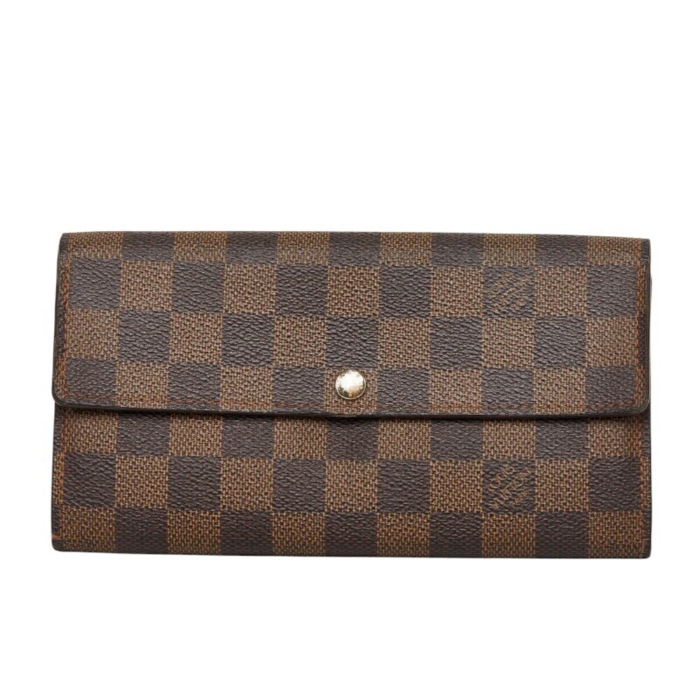 Louis Vuitton Damier Portefeuille Sarah Long Wallet Brown Leather